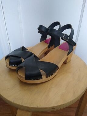 Swedish Hasbeens Cross Strap Clog Sandals